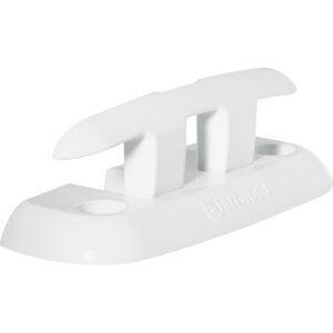 White plastic boat cleat on white background.