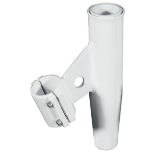 White plastic rod holder with clamp