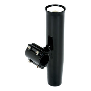 Black metal rod holder for fishing boat