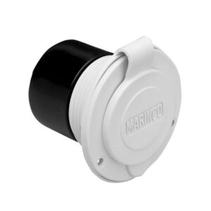 White Marinco electrical outlet with cover.
