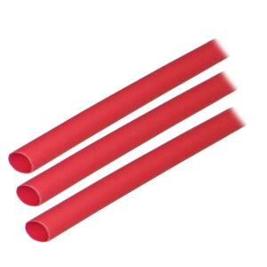 Three red PVC pipes on white background.