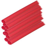 Red cylindrical heat shrink tubes stacked together