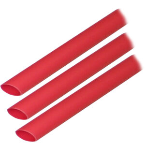 Three red plastic tubes on white background.