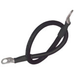 Black battery cable with metal connectors