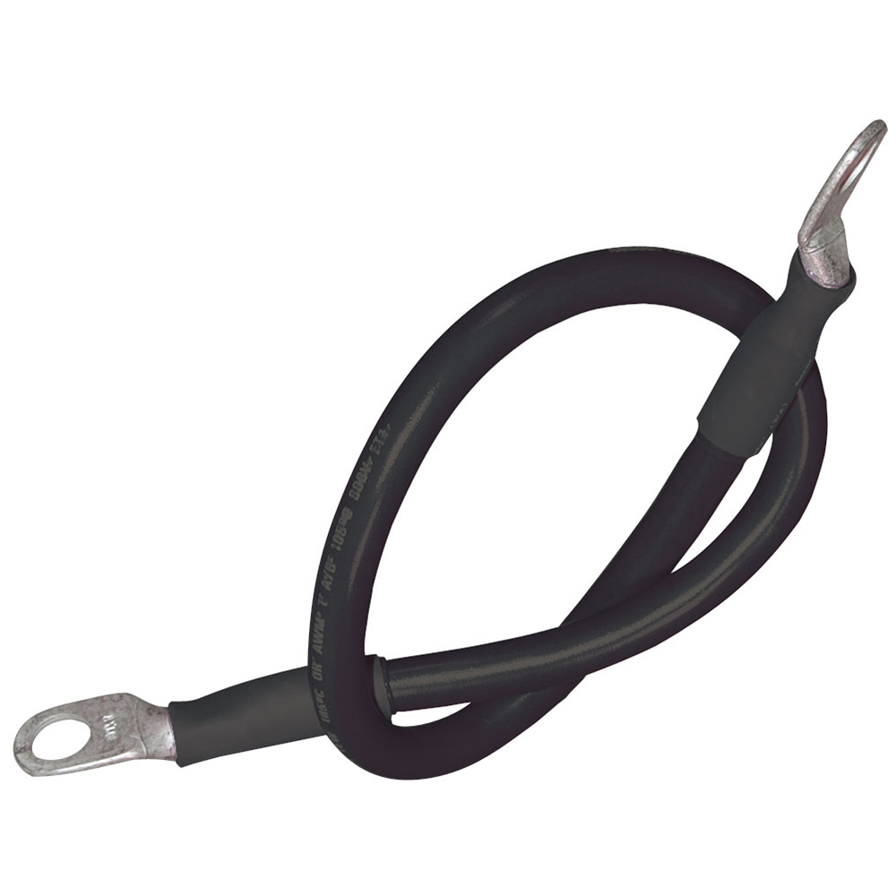 Black battery cable with metal connectors