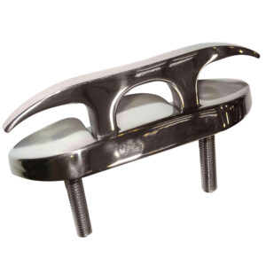 Stainless steel boat cleat for marine applications.