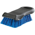 Black handle, blue bristle cleaning brush.