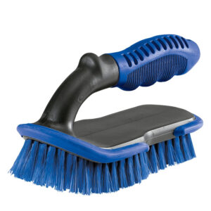Blue scrub brush with ergonomic handle