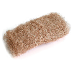 Copper wool scouring pad for cleaning surfaces.