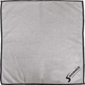 Gray microfiber cleaning towel on white background.