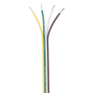 Four colorful electrical wires isolated on white background.