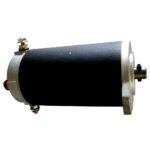 Black electric motor component isolated on white background