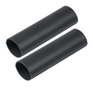 Two black plastic tubes on white background