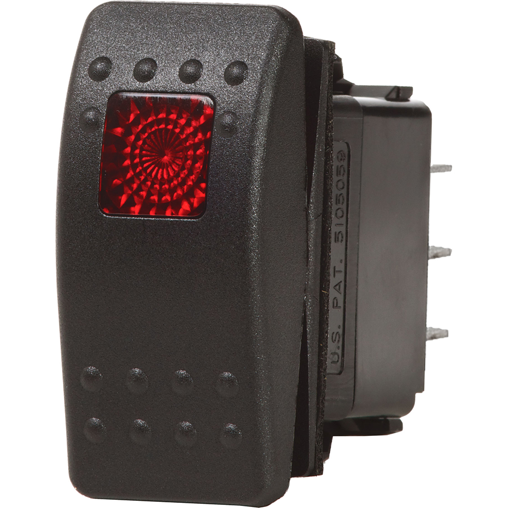 Black rocker switch with red indicator light