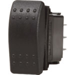 Black rocker switch with textured surface