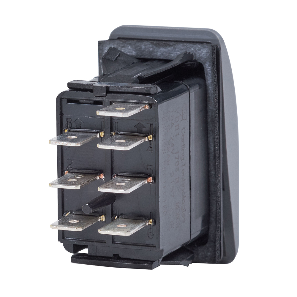 Black rocker switch with metal prongs
