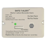 Marine carbon monoxide alarm instructions and indicator colors.