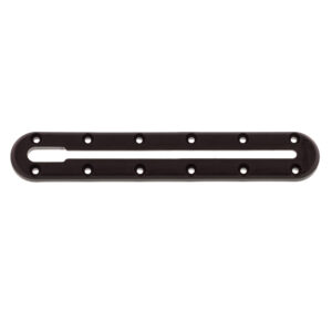 Black metal strip with multiple holes