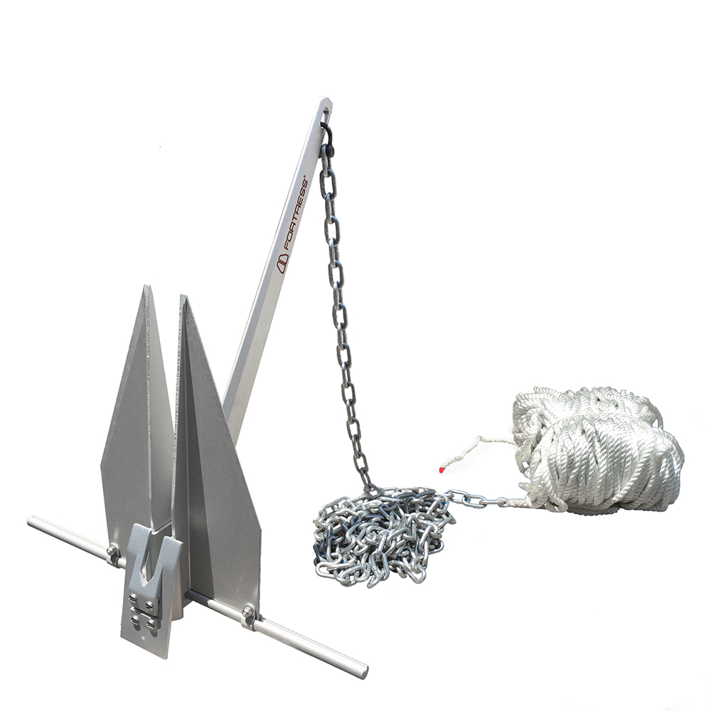 Anchor with chain and rope on white background.
