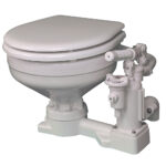 Marine toilet with manual flush system