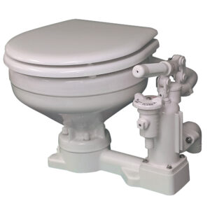 Marine toilet with manual flush system