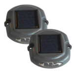 Pair of solar-powered deck lights.