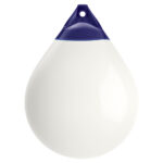 White buoy with blue top