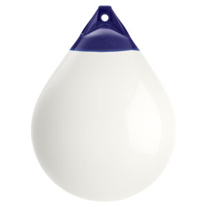 White buoy with blue top
