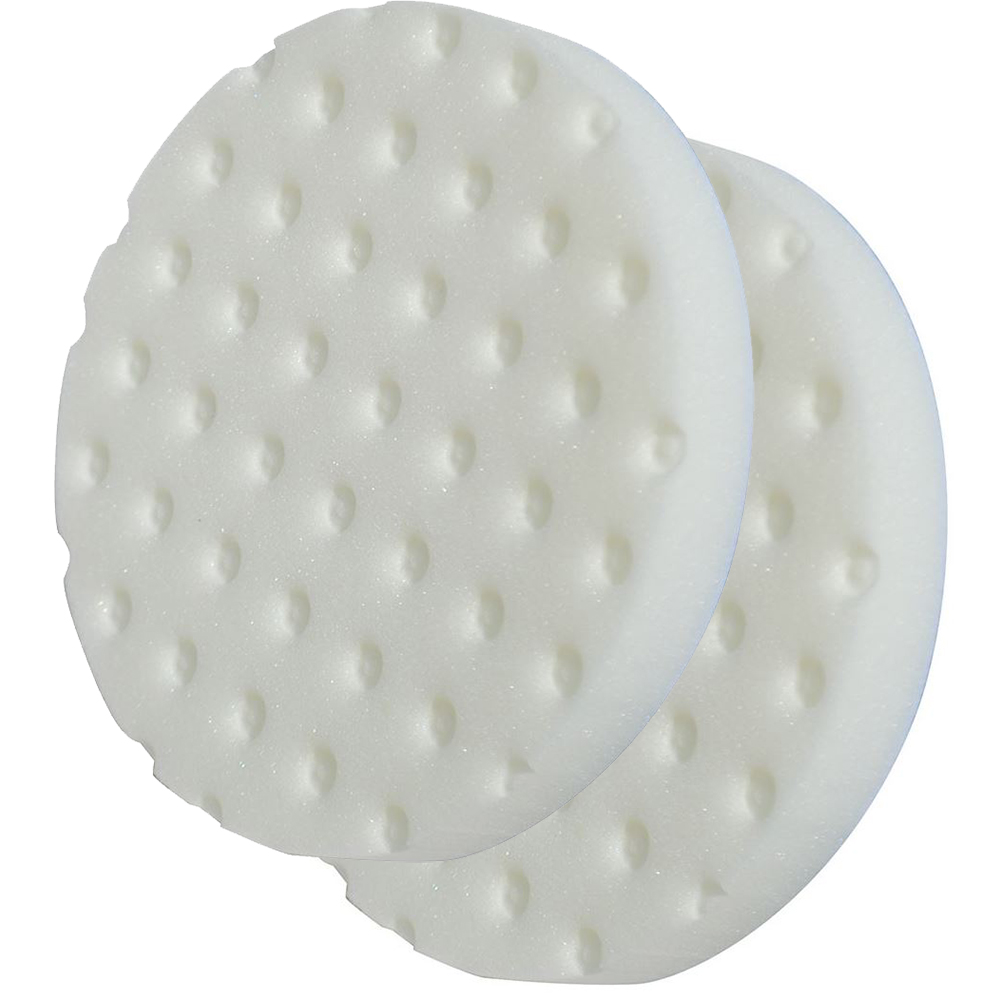 Two textured buffing pads for polishing surfaces