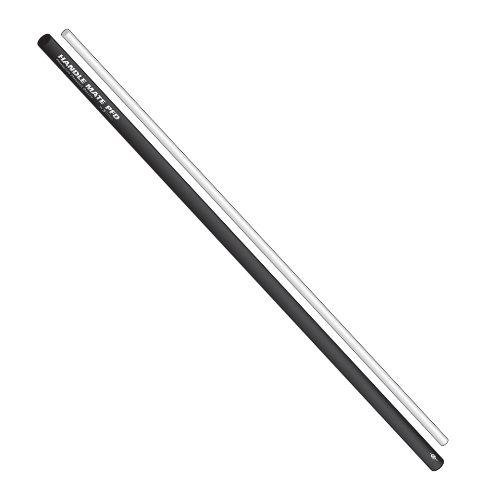 Two chopsticks, black and white, on white background.