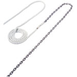 White braided rope and metal chain