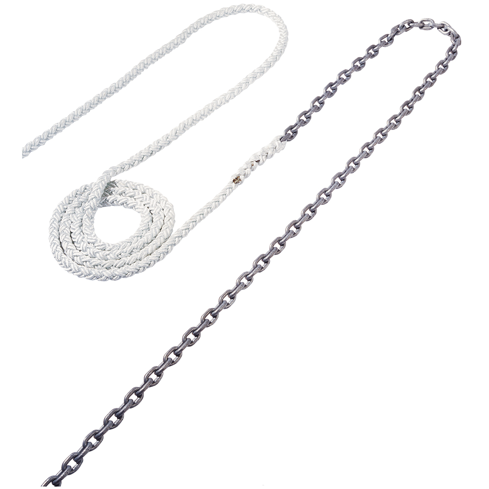 White braided rope and metal chain