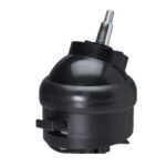 Black hydraulic shock absorber component close-up