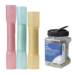 Colorful heat shrink butt connectors, jar included.