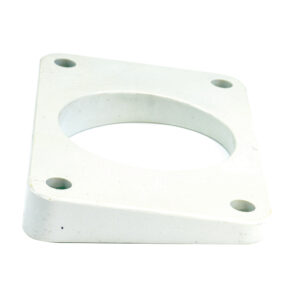 Square metal mounting bracket with four holes