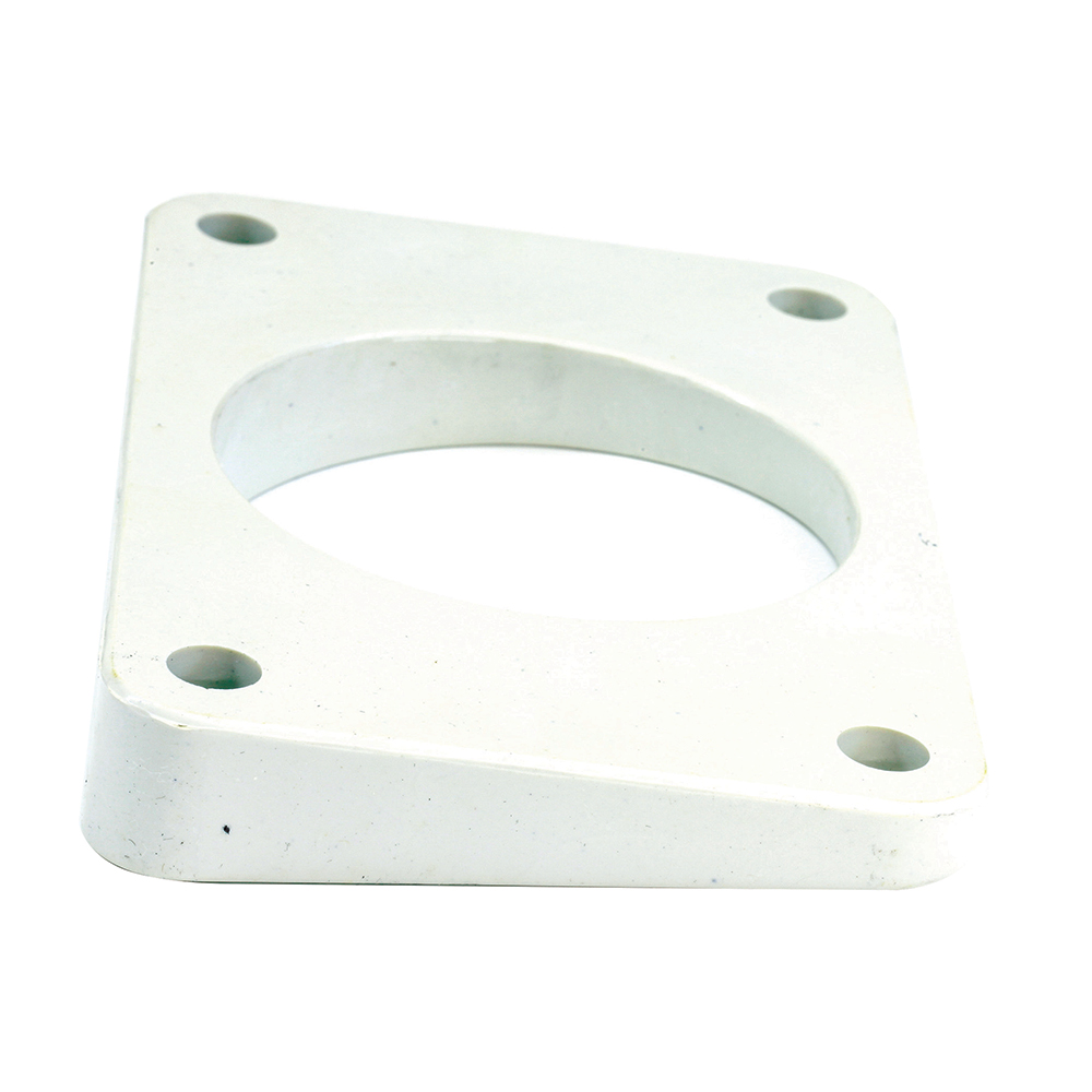 Square metal mounting bracket with four holes