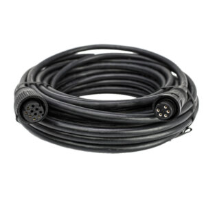 Coiled black multi-pin connector cable