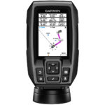 Garmin GPS device with screen navigation features.