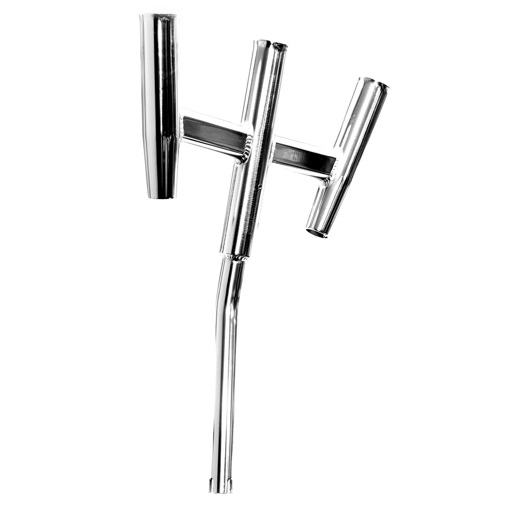 Chrome boat rod holder, three tubes