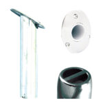 Metal floor and wall flanges for installation