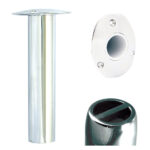 Metal table leg set with fittings, close-up.
