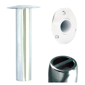 Metal table leg set with fittings, close-up.