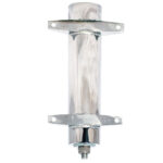 Stainless steel cylindrical boat exhaust thimble flange.