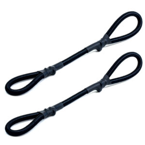 Two black synthetic winch rope extensions