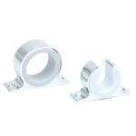 Chrome circular and U-shaped mounting brackets.