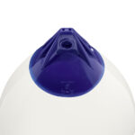 Top view of a purple marine buoy.
