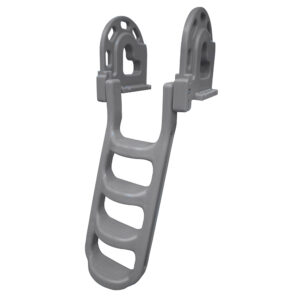 Gray pool ladder with four steps.