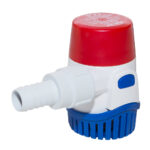 Red and white marine bilge pump