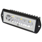 Rectangular LED light with four bulbs.