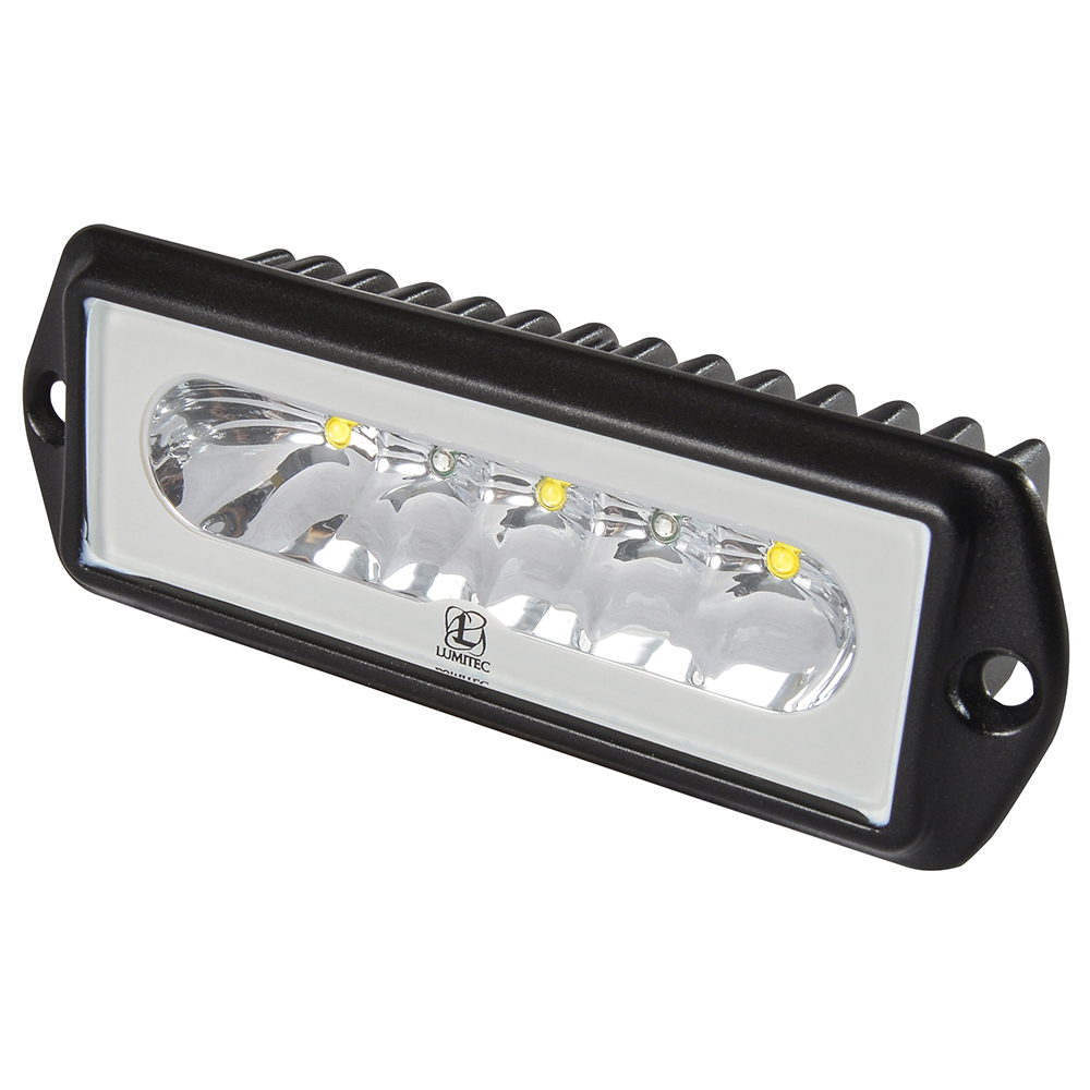 Rectangular LED light with four bulbs.